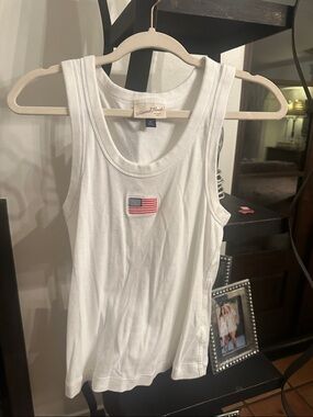 Universal Thread White Tank Top with American Flag Patch